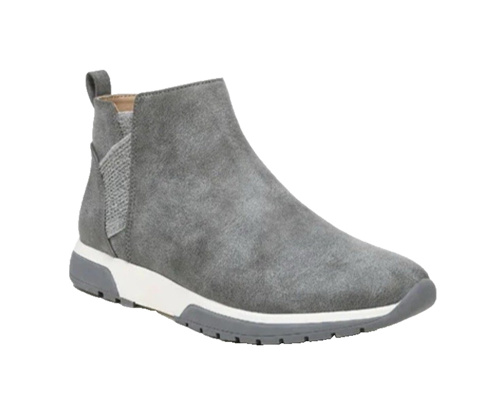 Lifestride 7 Sneaker Booties Charcoal Grey Felt Slip-On Faux Suede Sporty NWOT